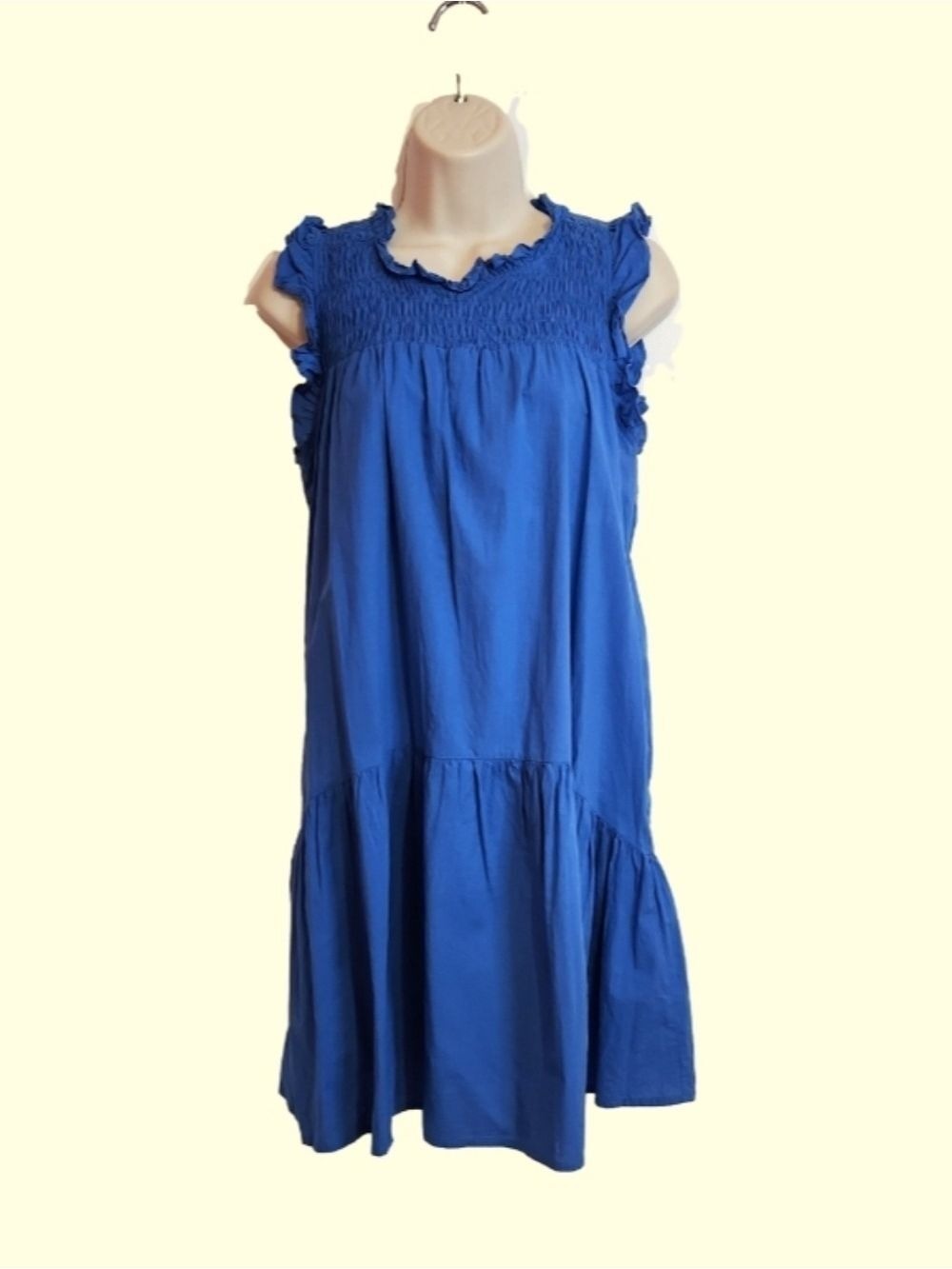 Merci Blue Smocked Babydoll Mini Dress Medium